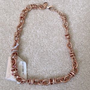NECKLACE - 14kt ROSE GOLD PLATED BRONZE NECKLACE WITH DIAMONDS